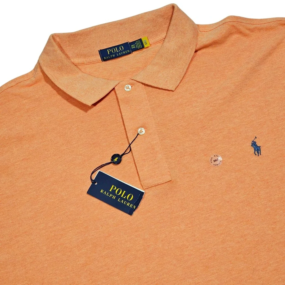 Polo Ralph Lauren Polo Mens 3XLT Orange Short Sleeve Pony Logo Preppy Classic